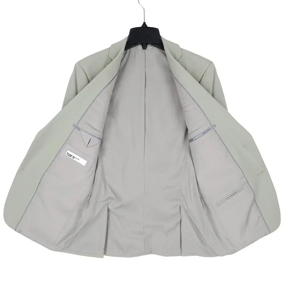 Bar III Mens Slim Fit Suit Jacket Blazer 42R Sage Green Solid Stretch Wool NWT